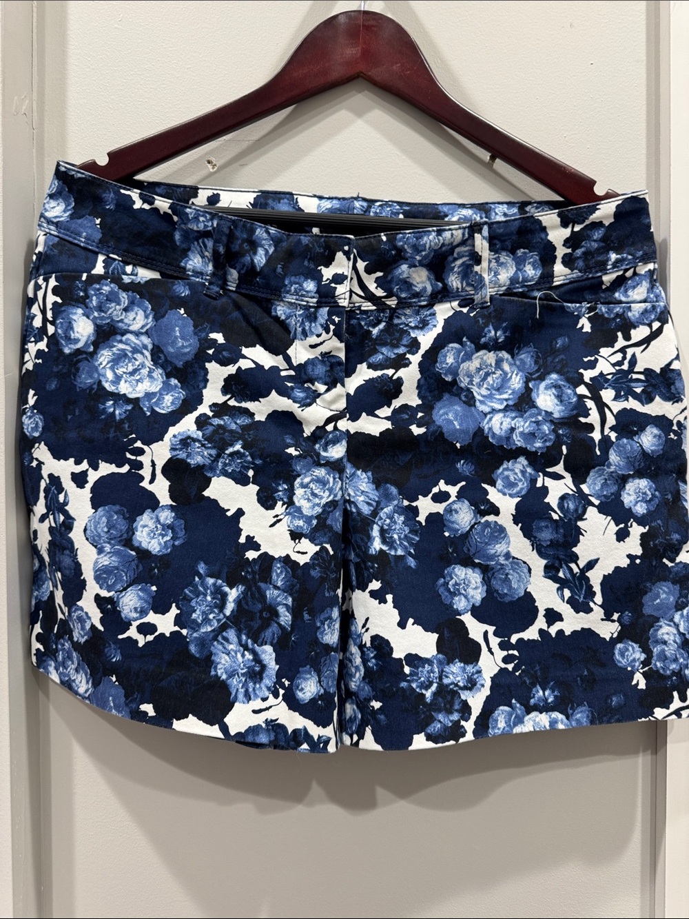 The Limited Blue and White Floral Bermuda Shorts